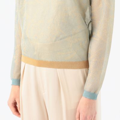 シースルージャカード　クルーネックプルオーバー