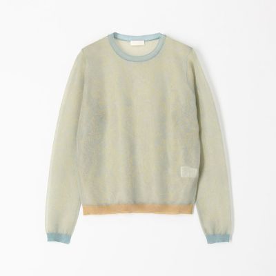 シースルージャカード　クルーネックプルオーバー