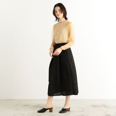 シースルーポリエステル　クルーネックプルオーバー