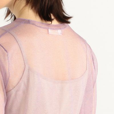 シースルーポリエステル　クルーネックプルオーバー