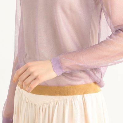 シースルーポリエステル　クルーネックプルオーバー