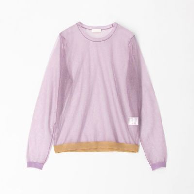 シースルーポリエステル　クルーネックプルオーバー
