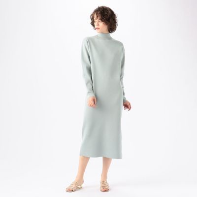 ポリエステルコットンスムース　ハイネックワンピース