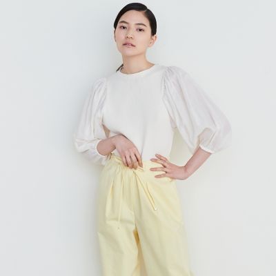 マテリアルコンビ　パフスリーブプルオーバー