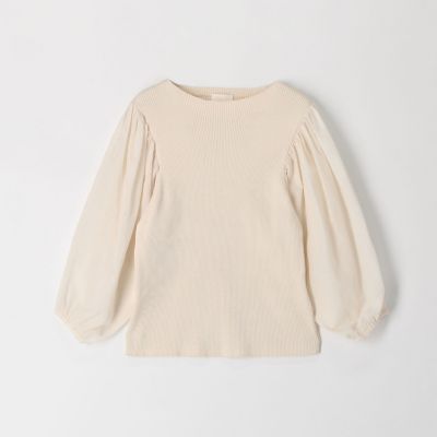 マテリアルコンビ　パフスリーブプルオーバー