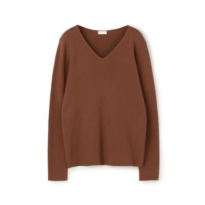 コットンストレッチリブ　Ｖネックプルオーバー