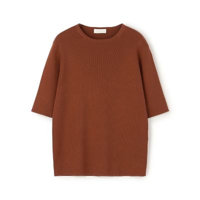 コットンストレッチリブ　クルーネックプルオーバー