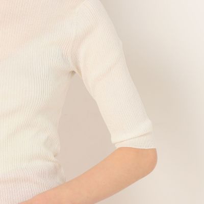 マーセライズドコットンリブ　クルーネックカーディガン