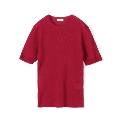 マーセライズドコットンリブ　ハーフスリーブプルオーバー