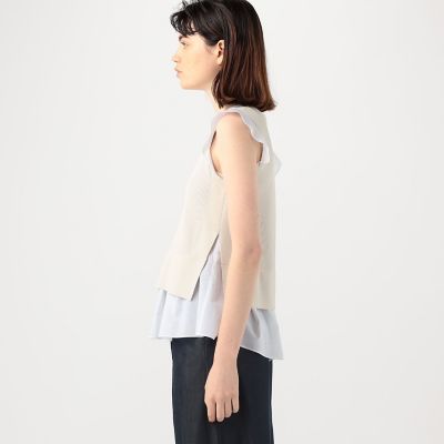 ファブリックコンビ　レイヤードプルオーバー