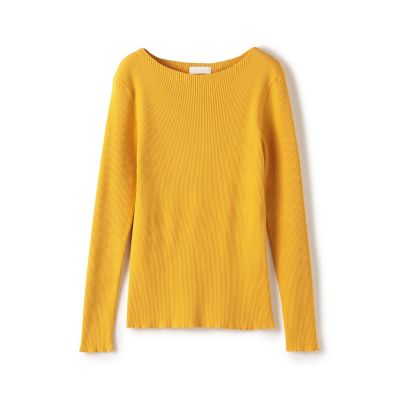 ストレッチリブ　ボートネックプルオーバー