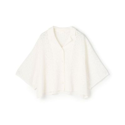 ＜maison TOMORROWLAND＞シースルークロシェ　オープンカラーニット