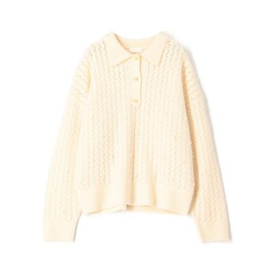 ＜maison TOMORROWLAND＞ミニポップコーンケーブル　ポロカラープルオーバー