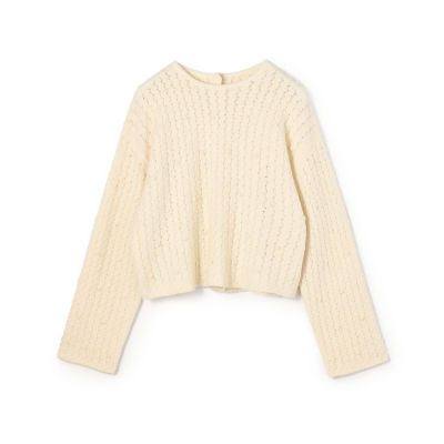 ＜maison TOMORROWLAND＞ミニポップコーンケーブル　バックオープンプルオーバー