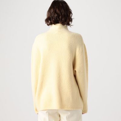 ウールシルクストレッチブークレー ビルドネックプルオーバー | maison