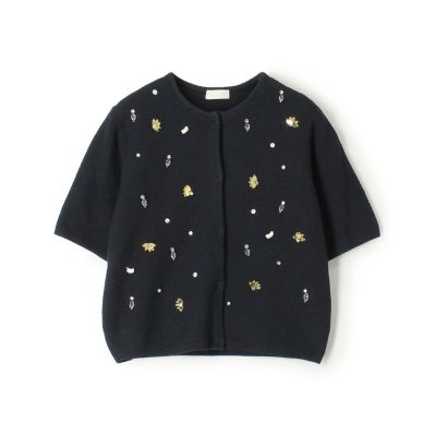 極美品✨Drawer 7Gスパンコールショートスリーブコットンニット　5.3万 美品 DRAWER ドゥロワー SPRING 7G スパンコール ショート