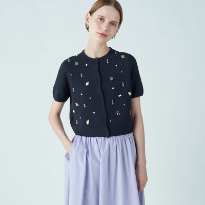 トゥモローランド　スパンコールビジュー ショートスリーブカーディガン スパンコールビジュー ショートスリーブカーディガン | maison