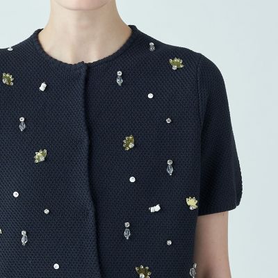 2024 Ballsey スパンコールビジューショートスリーブカーディガン クーポン】【セール 40%OFF】スパンコールビジュー ショート