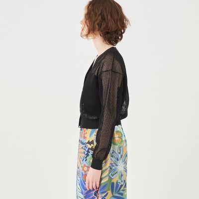 スクエアメッシュ　Ｖネックカーディガン