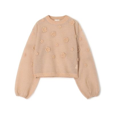 アルパカ混フラワーモチーフ クルーネックプルオーバー | maison