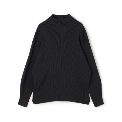 【ブラック系その他1】ストレッチリブハイネックプルオーバー ウールポリエステルストレッチリブ ハイネックプルオーバー | maison