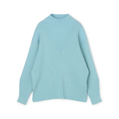 ウールポリエステルストレッチリブ ハイネックプルオーバー