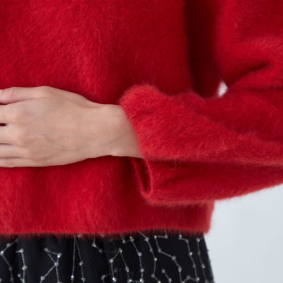 maoooo　　フォックスカシミヤ Vネックプルオーバー　ラメ　ファー フォックスカシミヤ Vネックプルオーバー | maison