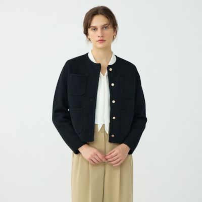 コットンポリエステルダブルフェイス 4ポケットカーディガン | maison