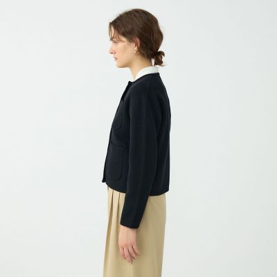 コットンポリエステルダブルフェイス 4ポケットカーディガン | maison