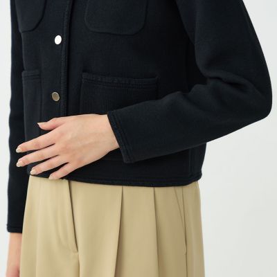 コットンポリエステルダブルフェイス 4ポケットカーディガン | maison