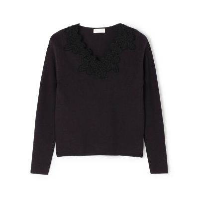 レーステープコンビ Vネックプルオーバー | maison TOMORROWLAND