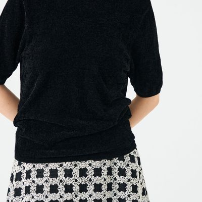 ストレッチベルベット　ハーフスリーブプルオーバー