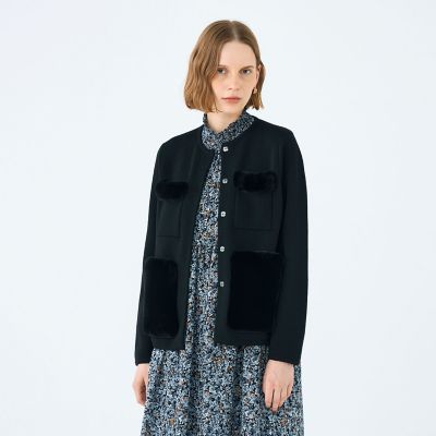 ウールポリエステルミラノリブ 4ポケットカーディガン | maison