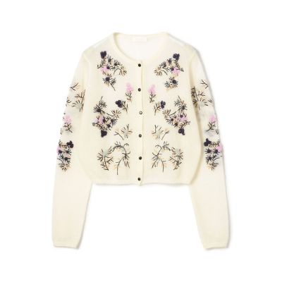 【送料無料】maison TOMORROWLAND/メゾン トゥモローランド モヘヤナイロンエンブロイダリー ショートカーディガン 11ホワイト トップス【三越伊勢丹/公式】