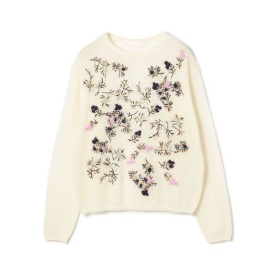 【送料無料】maison TOMORROWLAND/メゾン トゥモローランド モヘヤナイロンエンブロイダリー クルーネックプルオーバー 11ホワイト トップス【三越伊勢丹/公式】