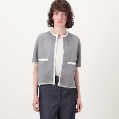 【美品】 2025SS マカフィー ハウンドトゥース ハーフスリーブカーディガン MOUSSY | BOUCLE TWEED ハーフスリーブカーディガン (その他アウター