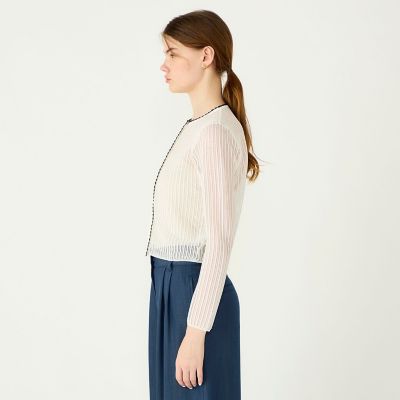 ミニエンブロイダリー クルーネックカーディガン | maison