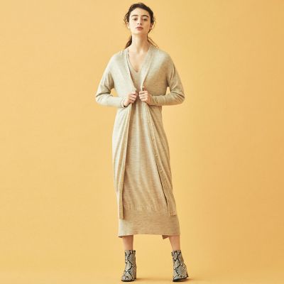 ウール　Ｖネックロングカーディガン