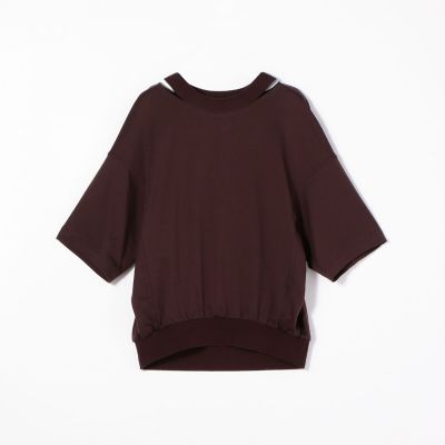 コンパクトコットンジャージー　ネックスリットプルオーバー