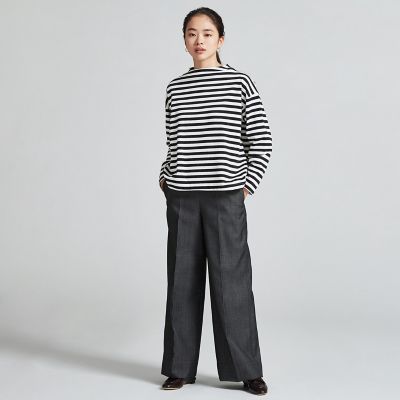 スビンコットンボーダー　ビルドネックプルオーバー