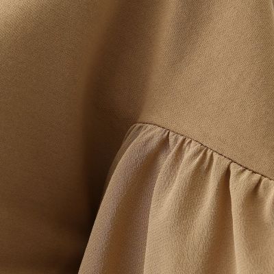 コットンシルクコンビ　フリルスリーブプルオーバー