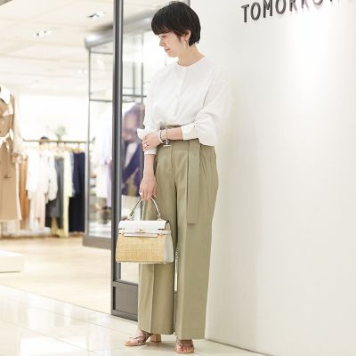 ＜maison TOMORROWLAND＞サップルツイル　ベルテッドワイドパンツ