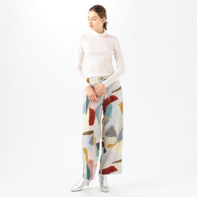 カラフルペインティングプリント イージーストレートパンツ