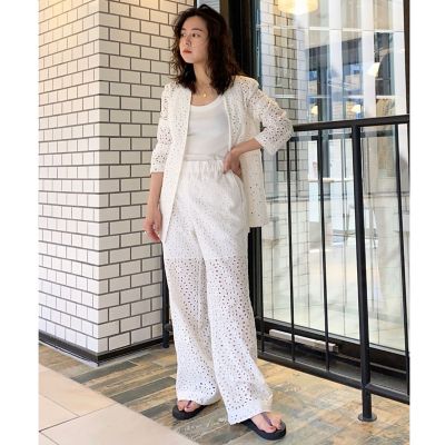 コットンカットワークレース　セミワイドパンツ