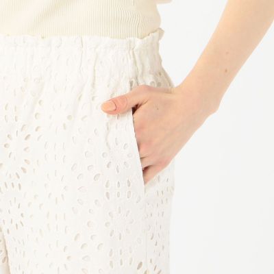 コットンカットワークレース　セミワイドパンツ