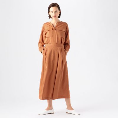 ドライボイル　アシンメトリータックキュロットパンツ