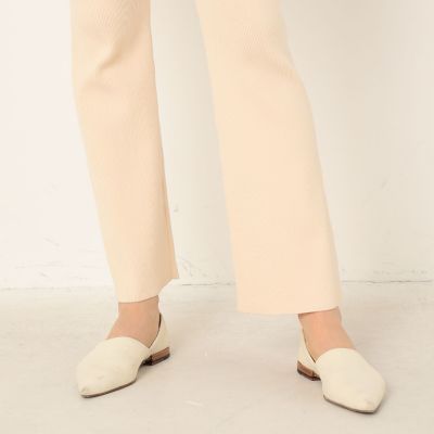 【タイムセール：６月３０日（月）午前９時３０分迄】コットンストレッチリブ　セミフレアパンツ