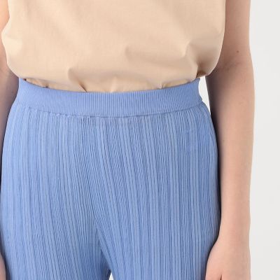 【タイムセール：６月３０日（月）午前９時３０分迄】シアーコットンナイロンリブ　ストレートパンツ