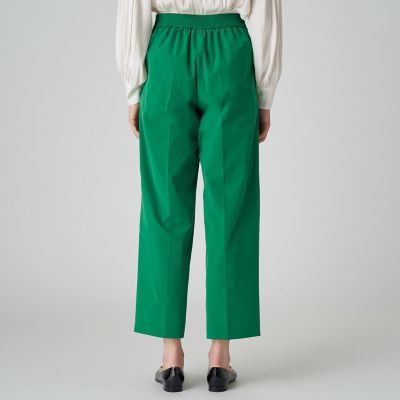 ストレッチタフタ　タックストレートパンツ