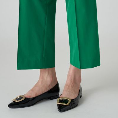 ストレッチタフタ　タックストレートパンツ